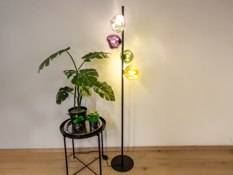 Stehlampe CANOPUS mit ausgefallenen bunten Glaskugeln, Höhe 160cm