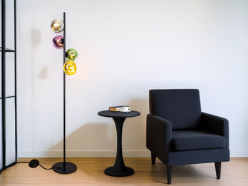 Stehlampe CANOPUS mit ausgefallenen bunten Glaskugeln, Höhe 160cm