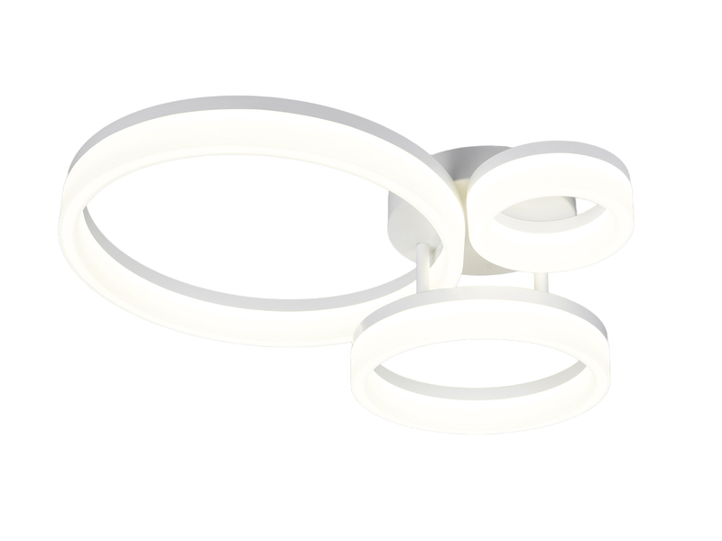 Große Deckenleuchte SCOPE mit drei LED Ringen in Weiß, Breite 51cm