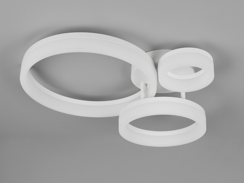 Große Deckenleuchte SCOPE mit drei LED Ringen in Weiß, Breite 51cm