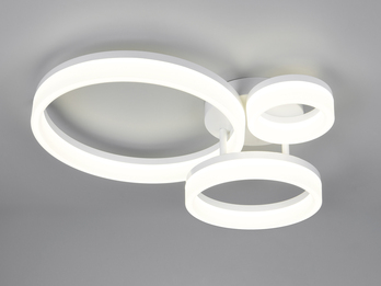 Große Deckenleuchte SCOPE mit drei LED Ringen in Weiß, Breite 51cm