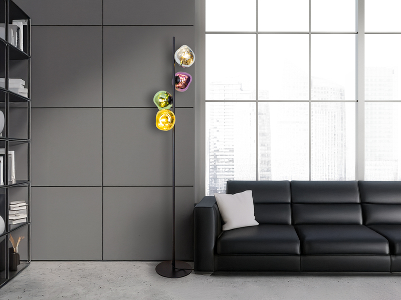 LED Stehlampe mit ausgefallenen bunten Glaskugeln, Höhe 160cm