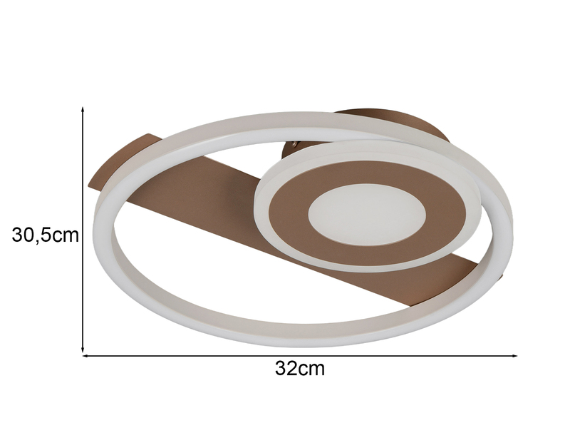 LED Decken- und Wandleuchte HORUS Metall in Coffee mit 2 Ringen, ultraflach 5cm