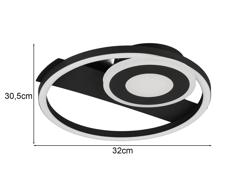 LED Decken- und Wandleuchte HORUS Metall in Schwarz mit 2 Ringen, ultraflach 5cm
