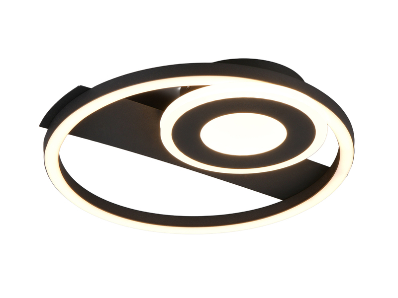 LED Decken- und Wandleuchte HORUS Metall in Schwarz mit 2 Ringen, ultraflach 5cm