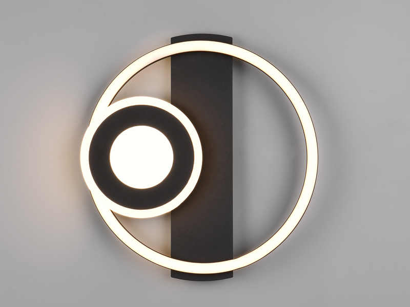 LED Decken- und Wandleuchte HORUS Metall in Schwarz mit 2 Ringen, ultraflach 5cm