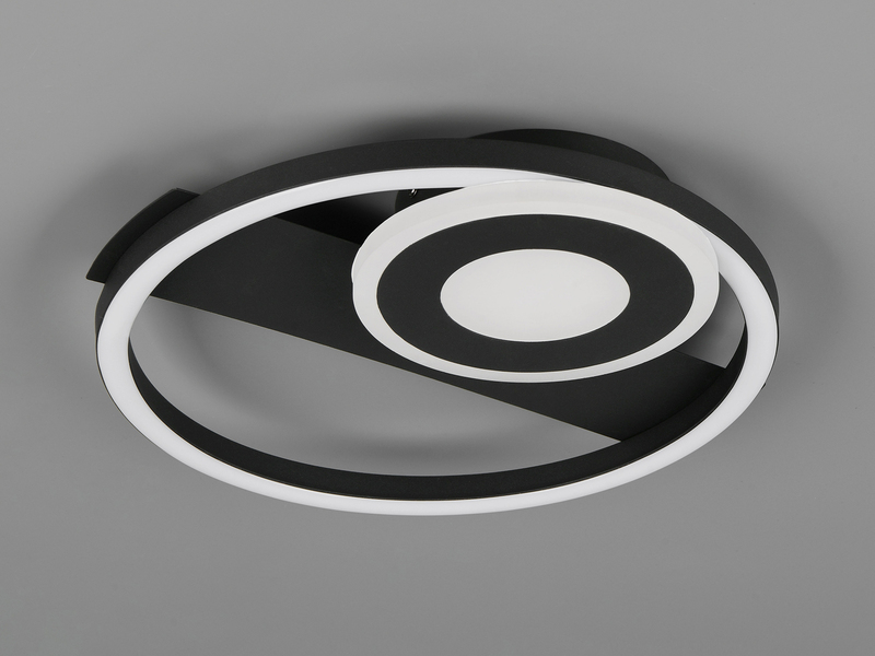 LED Decken- und Wandleuchte HORUS Metall in Schwarz mit 2 Ringen, ultraflach 5cm