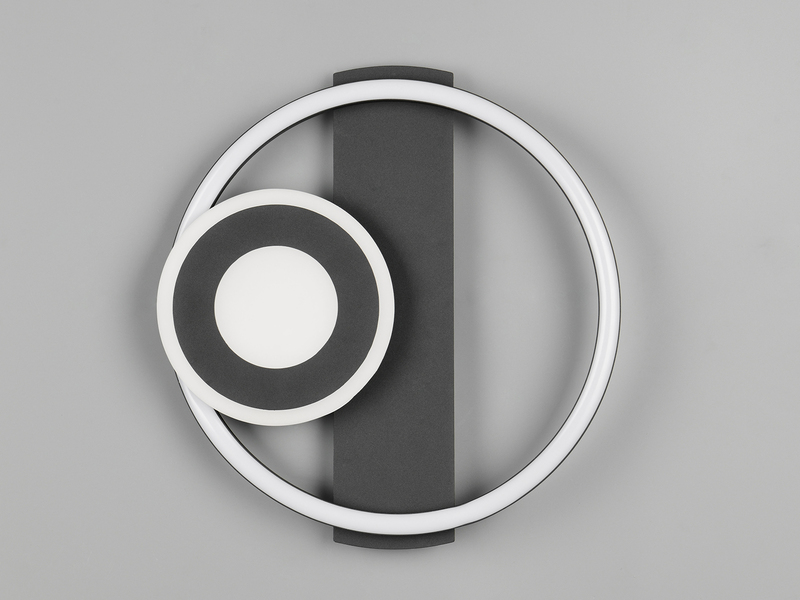 LED Decken- und Wandleuchte HORUS Metall in Schwarz mit 2 Ringen, ultraflach 5cm