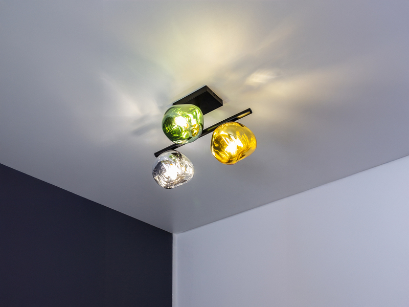 Deckenleuchte CANOPUS mit ausgefallenen bunten Glaskugeln, Breite 40cm