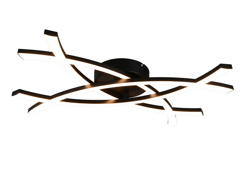 Große Wand- und Deckenleuchte POLLOCK Schwarz mit LED-Elementen Weiß flach 7,5cm