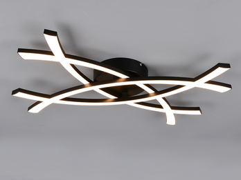 Große Wand- und Deckenleuchte POLLOCK Schwarz mit LED-Elementen Weiß flach 7,5cm