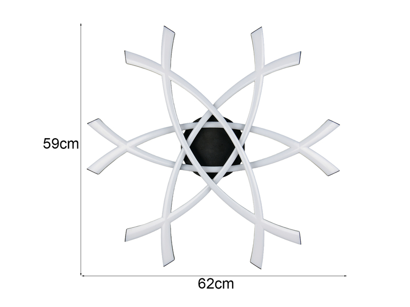 Große Wand- und Deckenleuchte POLLOCK Schwarz drei LED-Elemente Weiß, flach 9cm