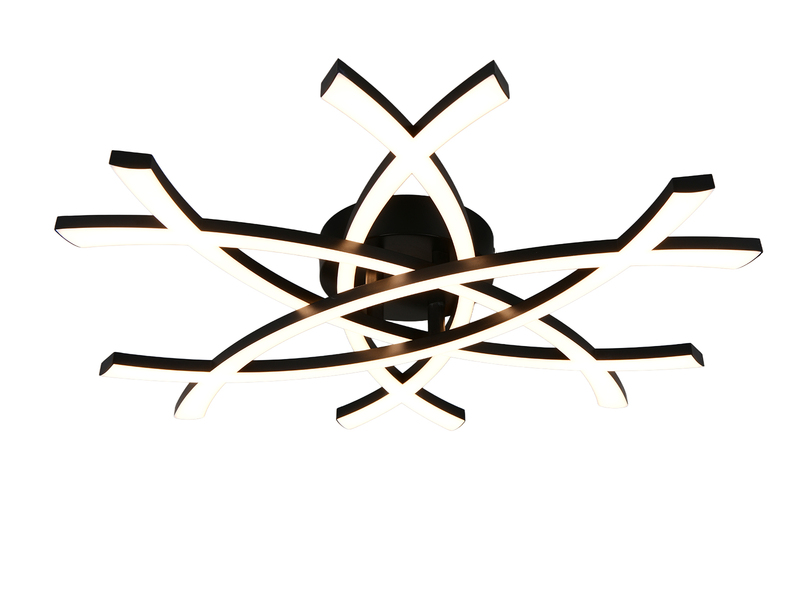 Große Wand- und Deckenleuchte POLLOCK Schwarz drei LED-Elemente Weiß, flach 9cm