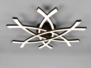 Große Wand- und Deckenleuchte POLLOCK Schwarz drei LED-Elemente Weiß, flach 9cm