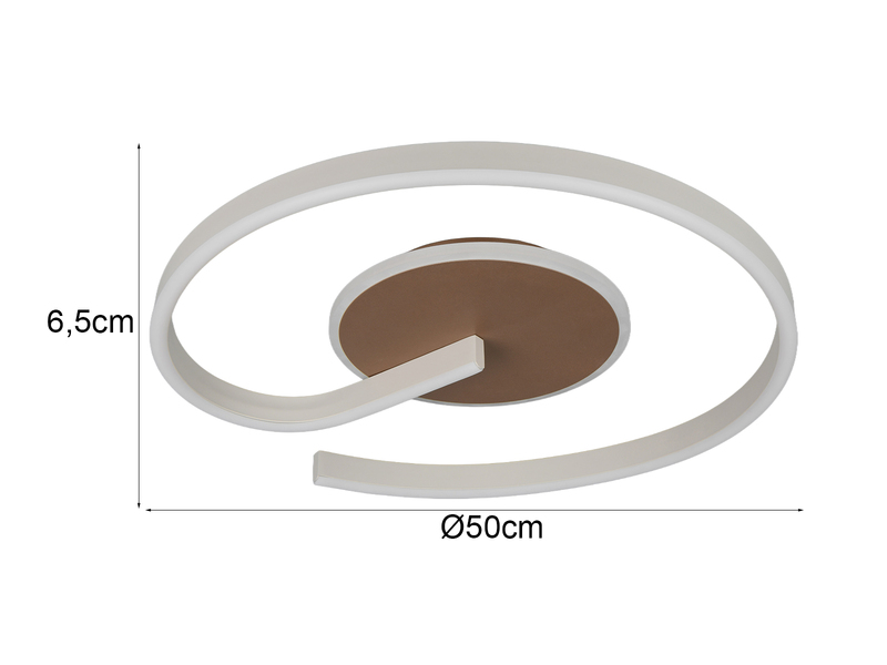 Deckenleuchte CALLE in Coffee flach, LED dimmbar & Lichtfarbe einstellbar Ø 50cm