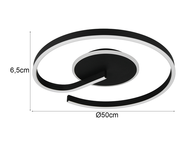 Deckenleuchte CALLE in Schwarz flach LED dimmbar & Lichtfarbe einstellbar Ø 50cm