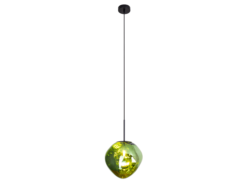 Pendelleuchte CANOPUS einflammig mit ausgefallener Glaskugel in Grün, Ø 28cm