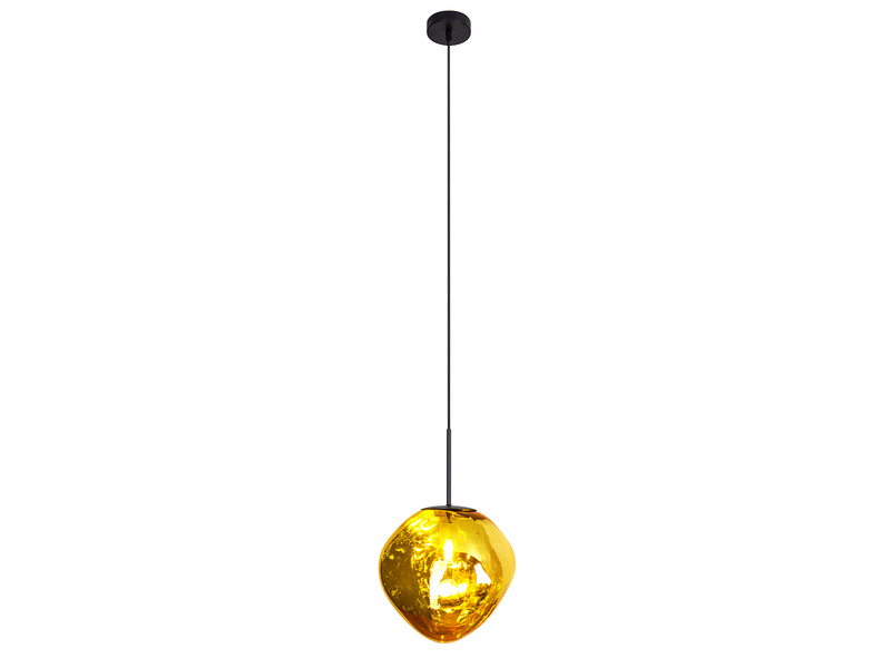 Pendelleuchte CANOPUS einflammig mit ausgefallener Glaskugel Gelbgold, Ø 28cm