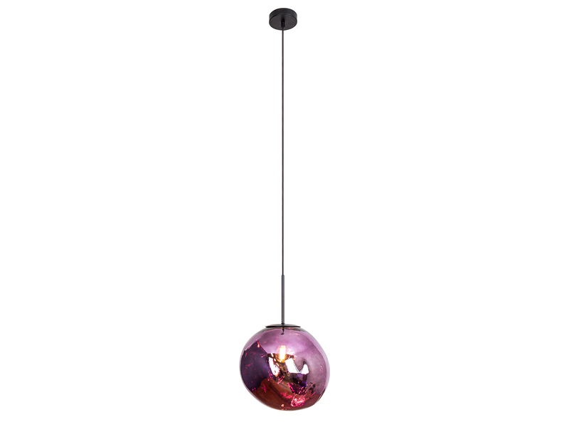 Pendelleuchte CANOPUS einflammig mit ausgefallener Glaskugel Violett, Ø 28cm