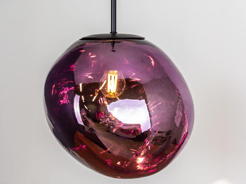 Pendelleuchte CANOPUS einflammig mit ausgefallener Glaskugel Violett, Ø 28cm