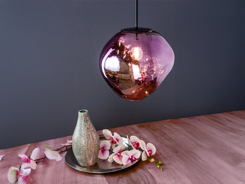 Pendelleuchte CANOPUS einflammig mit ausgefallener Glaskugel Violett, Ø 28cm