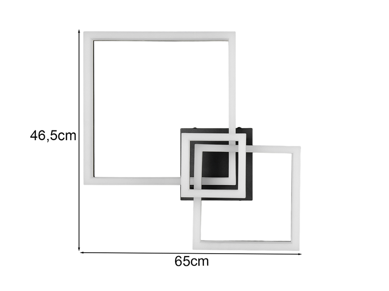 Große Deckenleuchte CAMINO Schwarz mit 3 LED Leuchteinheiten, Breite 65cm