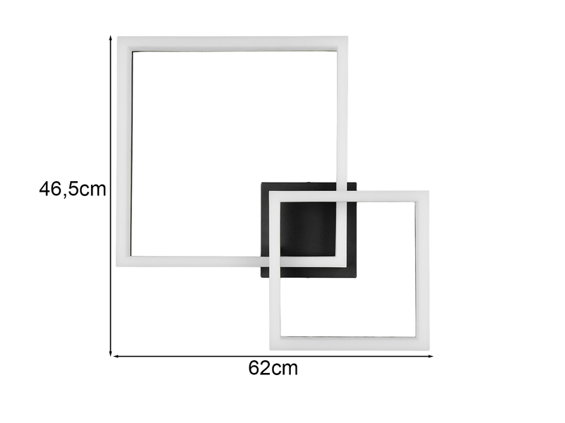 Große Deckenleuchte CAMINO Schwarz mit 2 LED Leuchteinheiten, Breite 62cm
