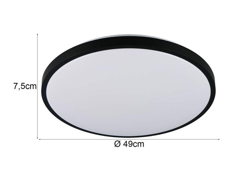 LED Deckenleuchte SLOPE flach mit Fernbedienung, dimmbar, Schwarz, Ø 49cm