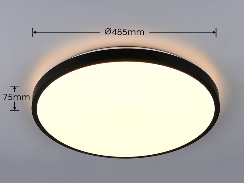 LED Deckenleuchte SLOPE flach mit Fernbedienung, dimmbar, Schwarz, Ø 49cm