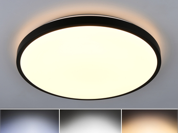 LED Deckenleuchte SLOPE flach mit Fernbedienung, dimmbar, Schwarz, Ø 49cm