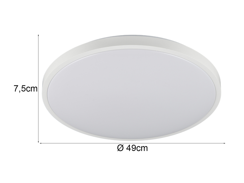 LED Deckenleuchte SLOPE flach mit Fernbedienung, dimmbar, Weiß, Ø 49cm