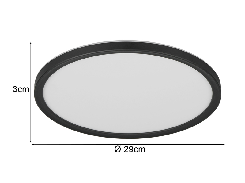 LED Deckenleuchte JOKO ultraflach mit Fernbedienung, dimmbar, Schwarz, Ø 29cm
