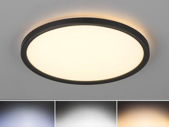 LED Deckenleuchte JOKO ultraflach mit Fernbedienung, dimmbar, Schwarz, Ø 29cm