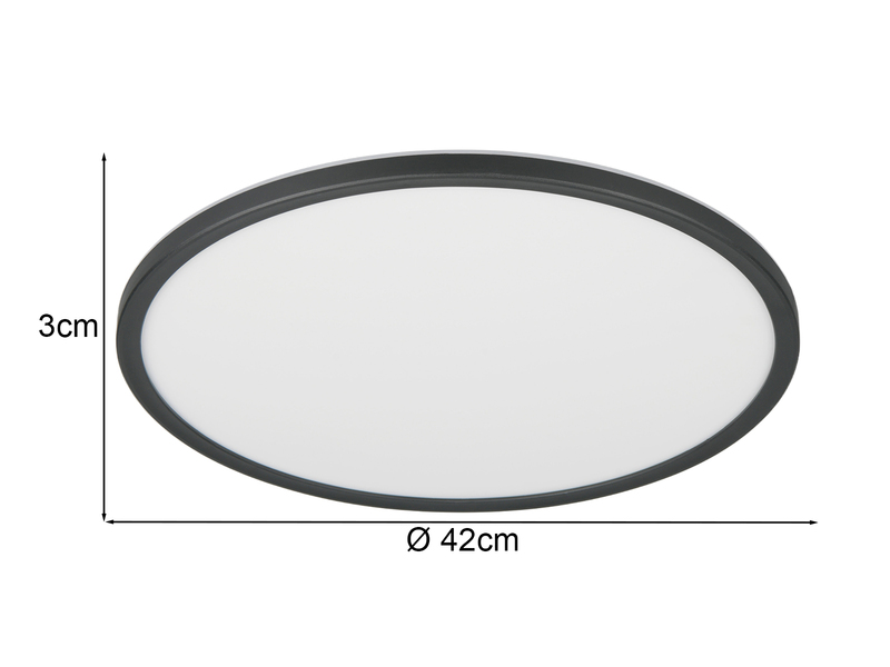 LED Deckenleuchte JOKO ultraflach mit Fernbedienung, dimmbar, Schwarz, Ø 42cm