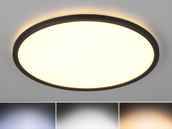 LED Deckenleuchte JOKO ultraflach mit Fernbedienung, dimmbar, Schwarz, Ø 42cm