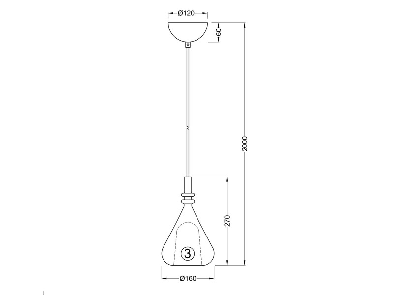 Pendelleuchte ALDEA klein 1-flammig mit Glasschirm Bernsteinfarbig, Ø 16cm