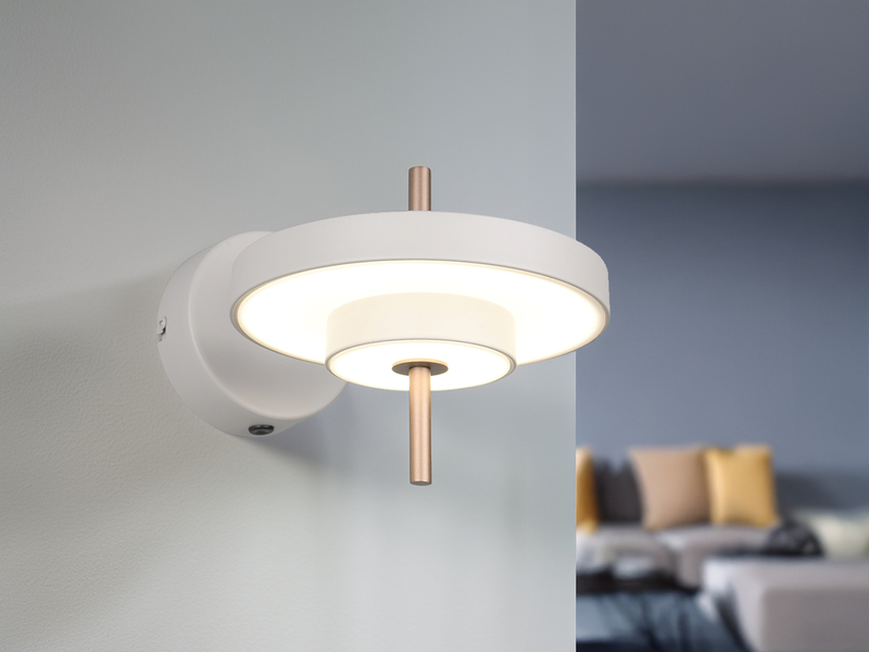 Dimmbare LED Wandleuchte KEATON im modernen Design, Hellgrau Höhe 18,5cm