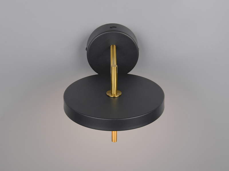 Dimmbare LED Wandleuchte KEATON im modernen Design, Schwarz Gold, Höhe 18,5cm