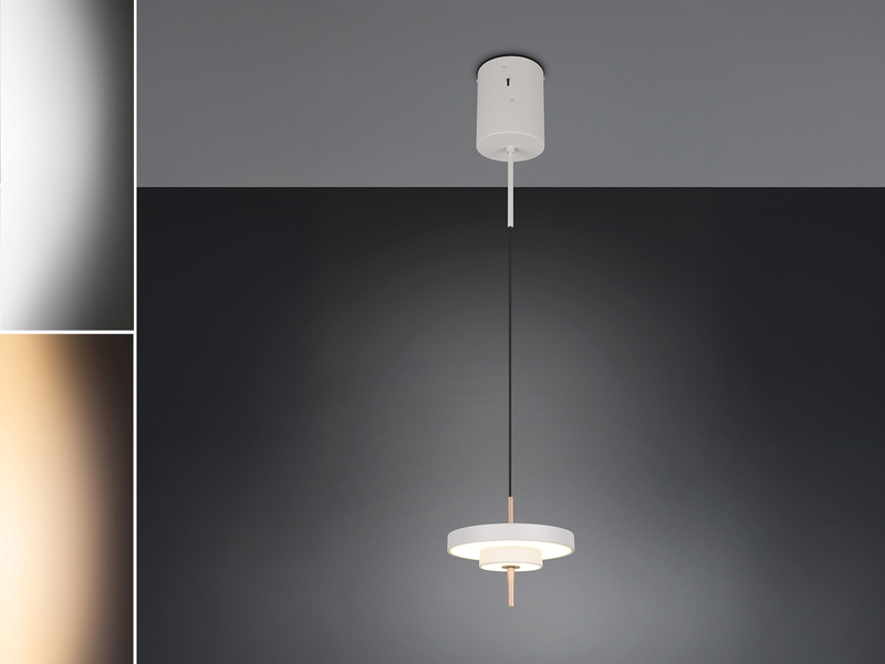 Kleine dimmbare LED Pendelleuchte KEATON im modernen Design, Hellgrau Ø 20cm
