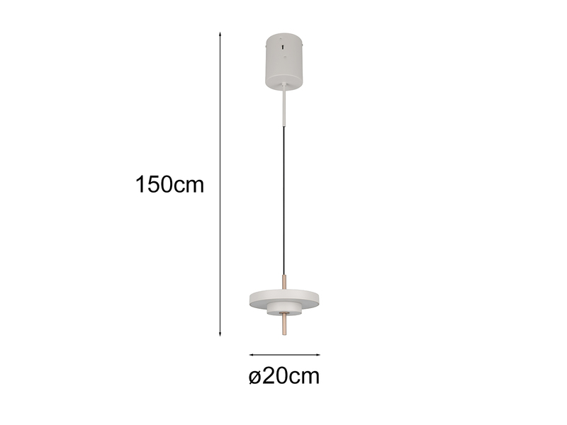 Kleine dimmbare LED Pendelleuchte KEATON im modernen Design, Hellgrau Ø 20cm