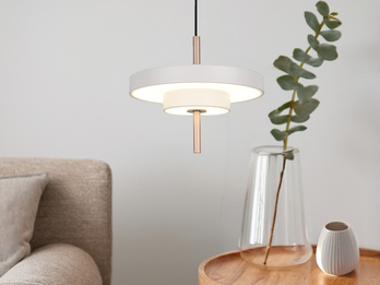 Kleine dimmbare LED Pendelleuchte KEATON im modernen Design, Hellgrau Ø 20cm