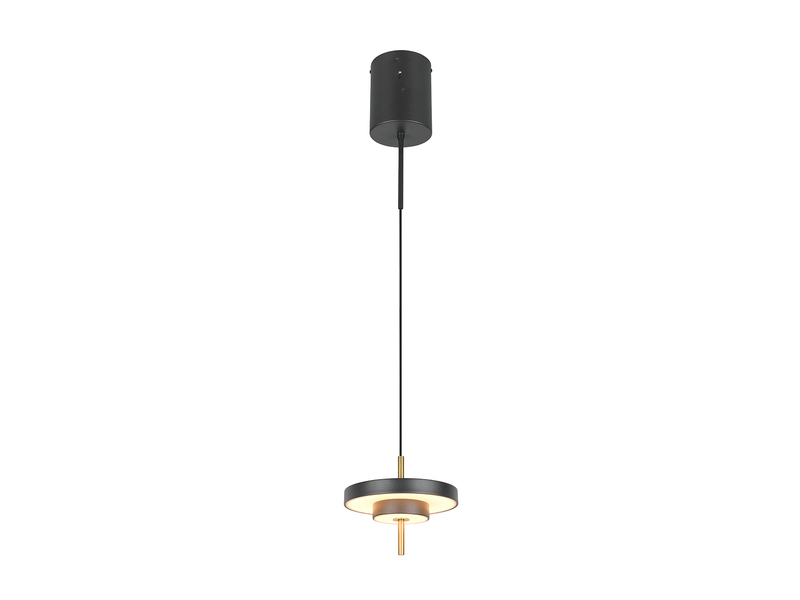 Kleine dimmbare LED Pendelleuchte KEATON im modernen Design, Schwarz Gold Ø 20cm