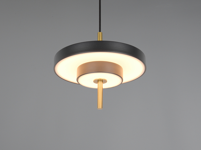 Kleine dimmbare LED Pendelleuchte KEATON im modernen Design, Schwarz Gold Ø 20cm