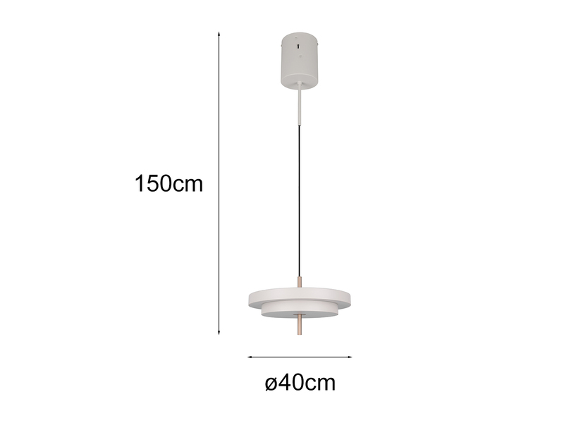 Dimmbare LED Pendelleuchte KEATON im modernen Design, Hellgrau Ø 40cm