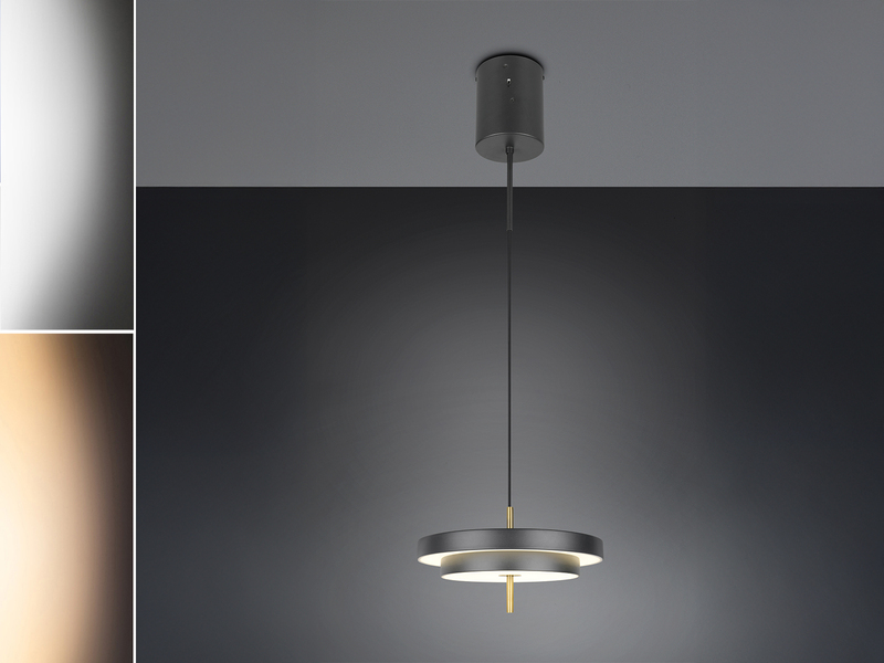 Dimmbare LED Pendelleuchte KEATON im modernen Design, Schwarz Gold Ø 40cm