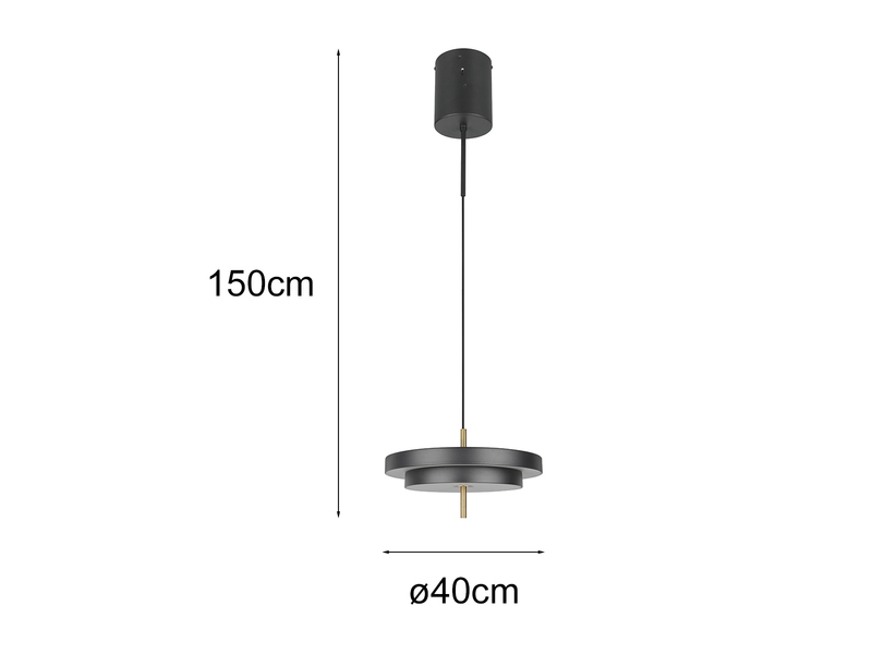 Dimmbare LED Pendelleuchte KEATON im modernen Design, Schwarz Gold Ø 40cm