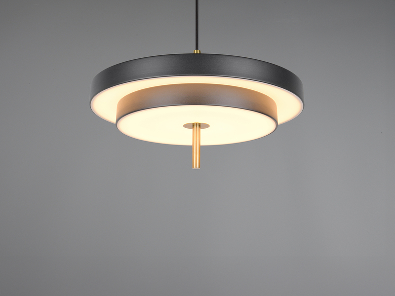 Dimmbare LED Pendelleuchte KEATON im modernen Design, Schwarz Gold Ø 40cm