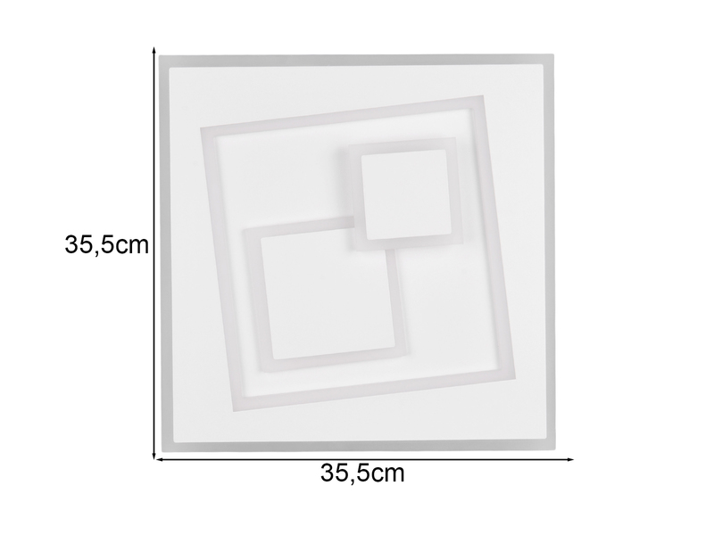 LED Deckenleuchte DEGAS flach dimmbar Fernbedienung, Quadrat 36cm