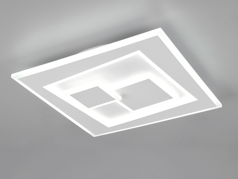 LED Deckenleuchte DEGAS ultraflach mit Fernbedienung, dimmbar Weiß, Quadrat 36cm