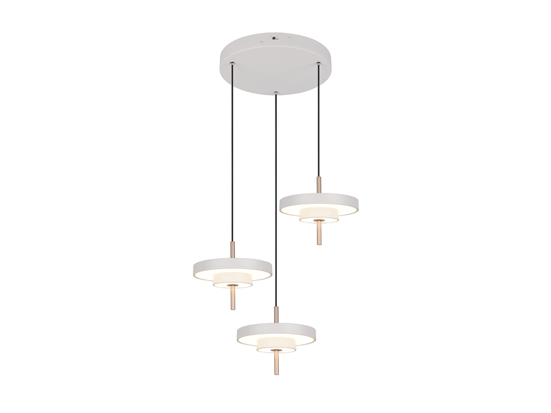 Moderne dimmbare LED Pendelleuchte KEATON 3-flammig, Hellgrau Ø 45cm